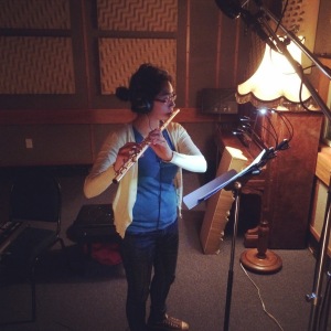 Feby Idrus recording the flute part